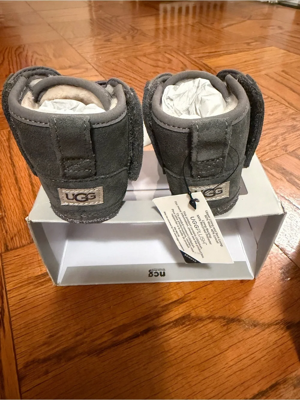 New - UGG Baby Charcoal Gray Lace-Up Boots size 2/3